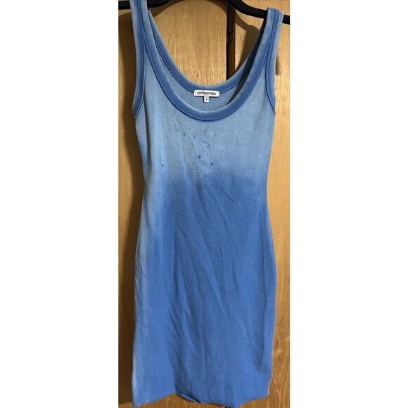 Cotton Citizen Sleeveless Midi Ribbed Tank Dress Small Raw Hem Blue Ombré USA - Picture 1 of 7